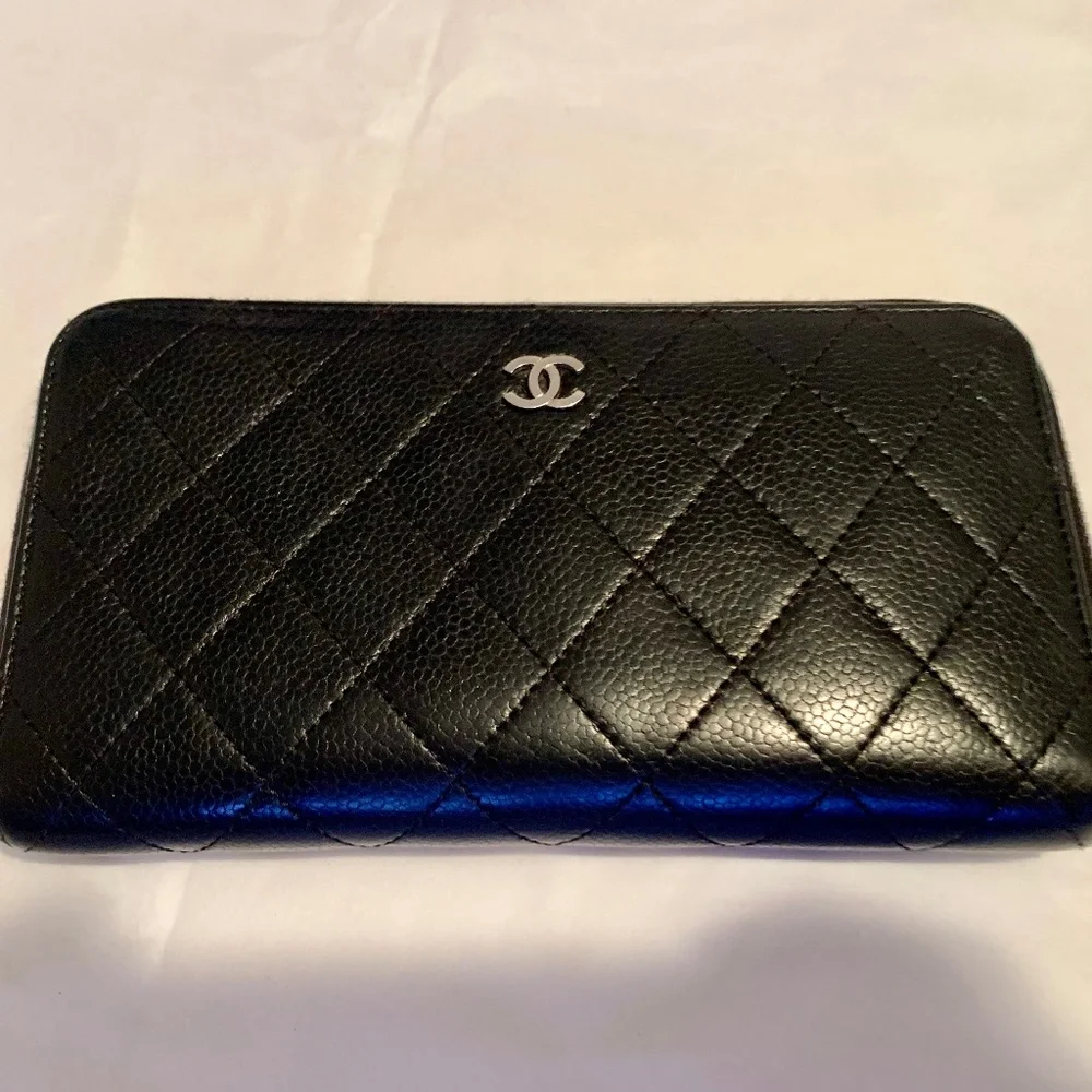 CHANEL Long Zip Wallet Matelasse BLACK - Picture 1 of 14